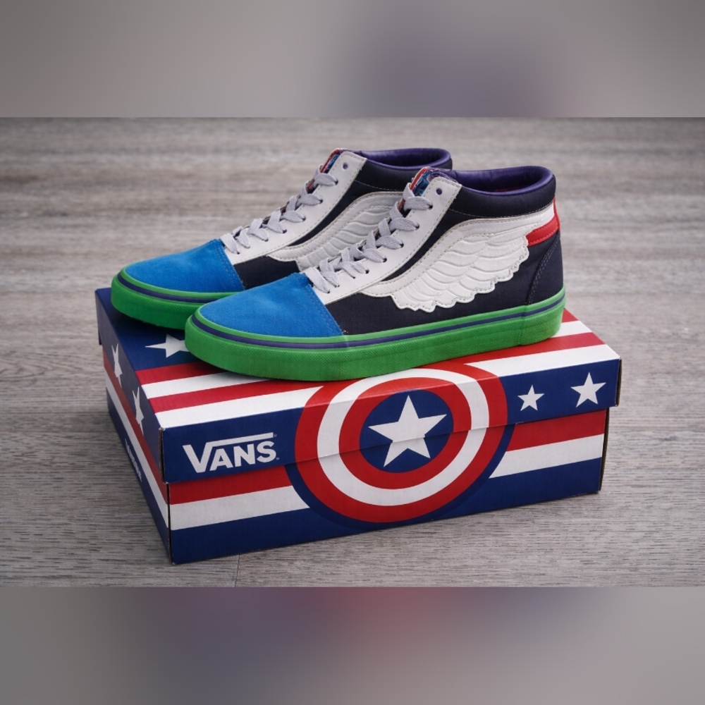 Vans Marvel Captain America High Top Sneakers, Youth 3.5 / Women 5